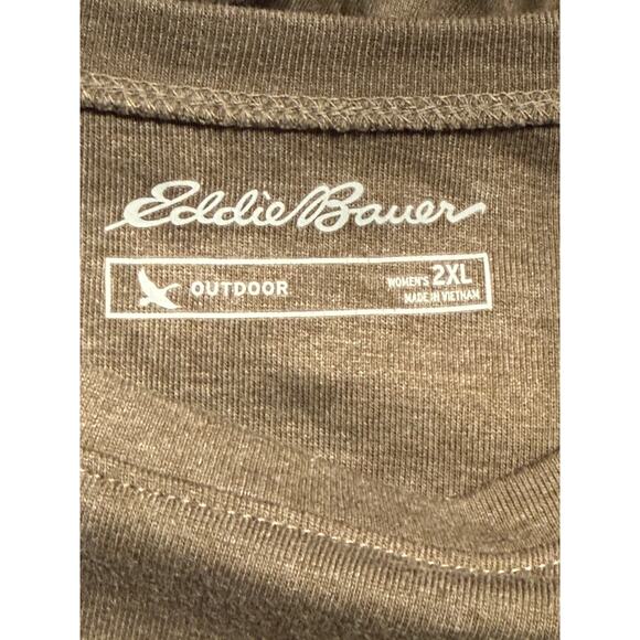 NWT Women's Eddie Bauer Long Sleeve Knit T-Shirt, Heather Brown, Size XXL - Picture 5 of 6